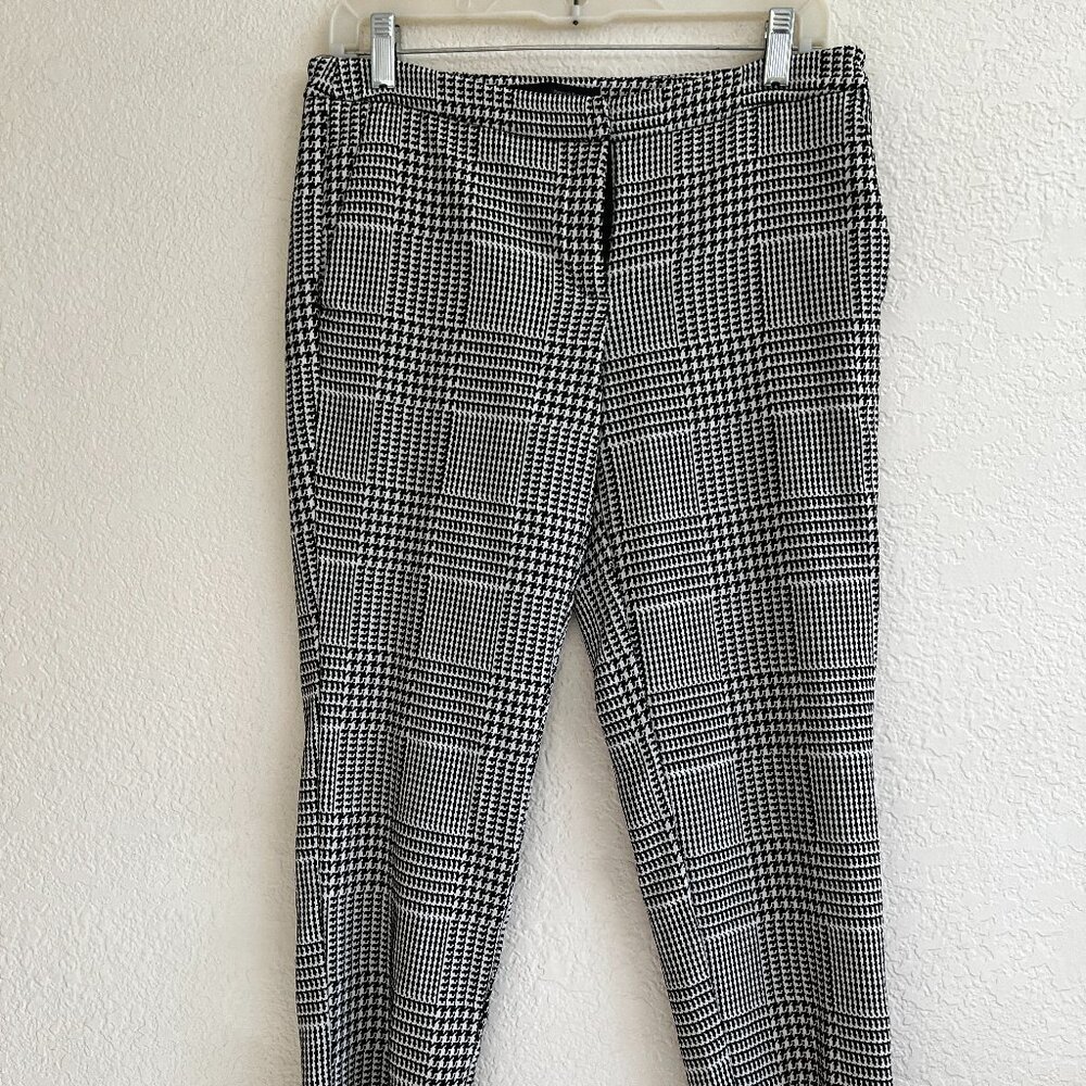 Harve‎ Benard Houndstooth Ankle Pants Black/white Flat Front Pockets Career Sz 6
